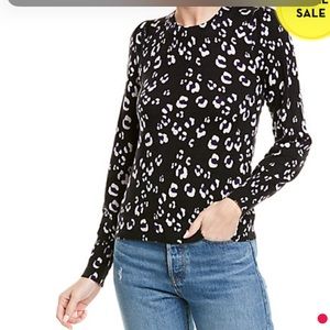 Rebecca Taylor Cheetah print Wool Sweater XS cropped